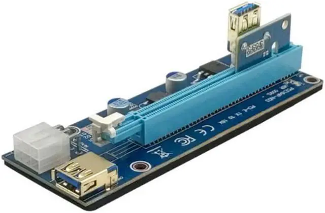 Alt view image 2 of 4 - 100% Blue VER009S PCI-E Riser Card 009S PCIE 1X to 16X Extender 6Pin Power 0.6M USB 3.0 Cable for Video Card Adapter