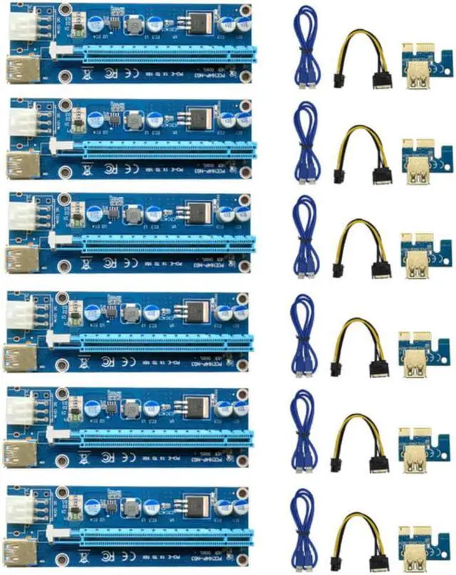 Main image of 100% Blue VER009S PCI-E Riser Card 009S PCIE 1X to 16X Extender 6Pin Power 0.6M USB 3.0 Cable for Video Card Adapter