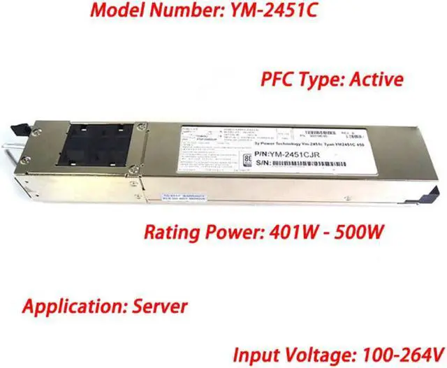 Main image of 450W Server PSU 450W Redundant Hot-Swap Power Supply YM-2451CJR  YM-2451C SSI Power R512 G2 Power