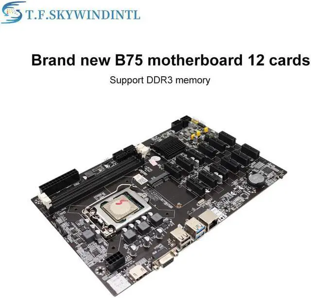 Alt view image 2 of 7 - B75 ETH Mining Motherboard CPU DDR3 LGA 1155 MSATA 12 PCIE PCI-E GPU Graphics Card Support VGA BTC Bitcoin Miner Rig