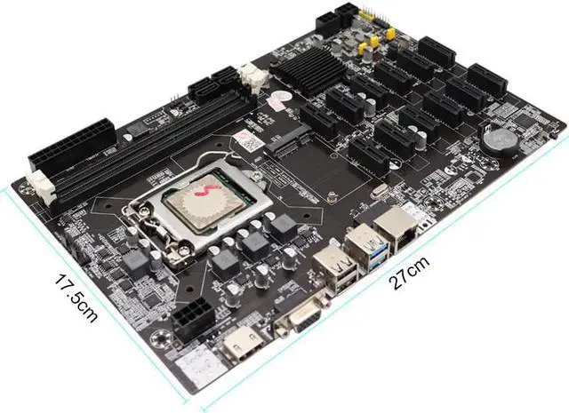 Alt view image 3 of 7 - B75 ETH Mining Motherboard CPU DDR3 LGA 1155 MSATA 12 PCIE PCI-E GPU Graphics Card Support VGA BTC Bitcoin Miner Rig