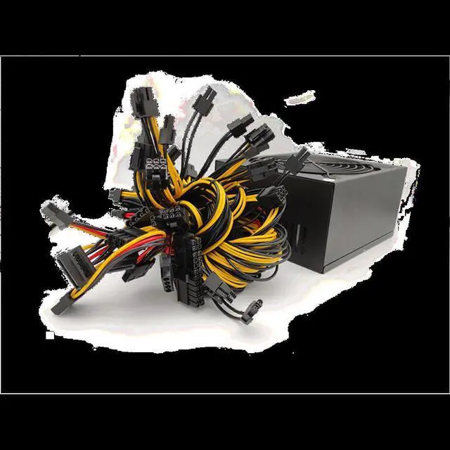 Alt view image 4 of 4 - 1600w Power Supply For 6 GPU Ethereum Miner Power Supply For Bitcoin Miners Support 6 Graphics Card  RX470 RX480 RX570 RX580 PC