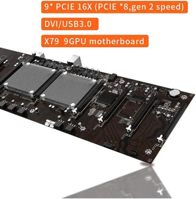 Alt view image 2 of 4 - BTC Mining Machine Motherboard 3060 In-Line 9 Cards 2 LGA 2011 CPU DDR3 Memory 60mm Pitch X79