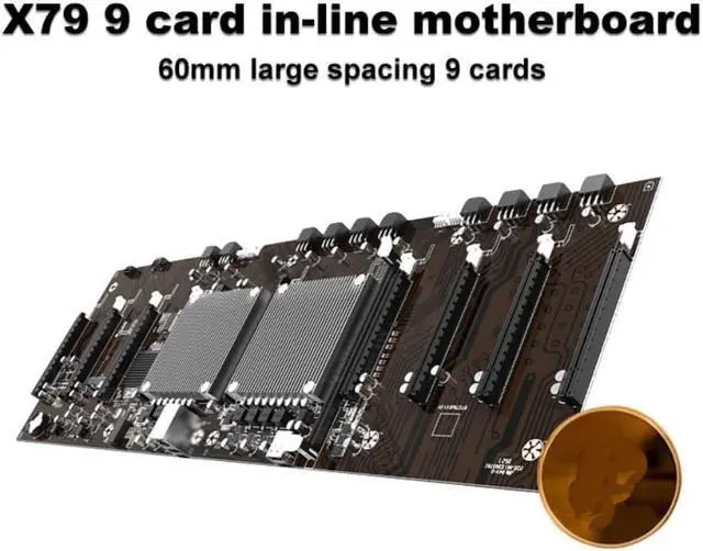 Main image of BTC Mining Machine Motherboard 3060 In-Line 9 Cards 2 LGA 2011 CPU DDR3 Memory 60mm Pitch X79