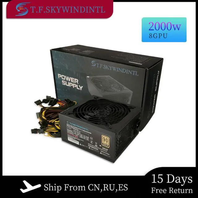 Main image of Desk PC Computer 2000W ATX 12V ETH Coin Mining Miner Power Supply PC Power Supply 8 Graphics Cards Bitcoin Miner Riser PSU 2000W