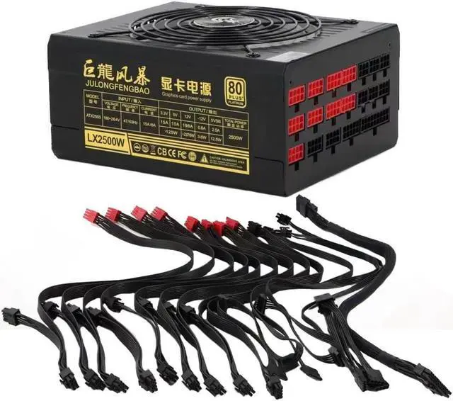 Alt view image 3 of 4 - 2500w RGB PSU PC power supply 110v 220v Miners ATX Mining Machine For Computer BTC Mining Power Apfc 80 Plus PSU for Desktop