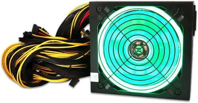 Alt view image 2 of 4 - Led Cooling Fan 2000W RGB ATX 12V Bitcoin Miner PSU PC Power Supply Computer Mining Rig 8 GPU For Ethereum Coin