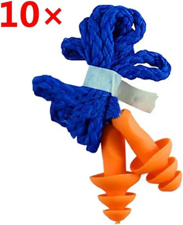 Alt view image 2 of 6 - Hot Sale 10Pcs Soft Silicone Corded Ear Plugs ears Protector Reusable Hearing Protection Noise Reduction Earplugs Earmuff Sleep