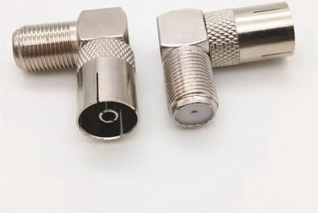 Alt view image 2 of 3 - 5pcs RG6 FK adapter to RF connector F Head Right Angle bend Male to male 9.5 TV Signal Cable to TV Directly Convert Plug