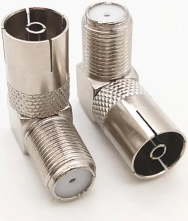 Alt view image 3 of 3 - 5pcs RG6 FK adapter to RF connector F Head Right Angle bend Male to male 9.5 TV Signal Cable to TV Directly Convert Plug