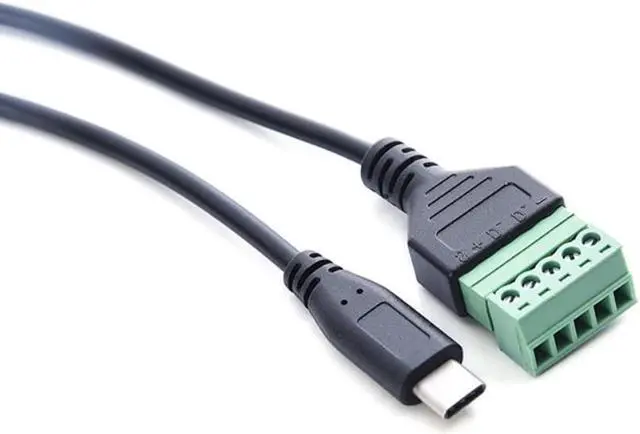 Main image of Type C USB Male to 5 Pin Screw Connector with Shield Terminal Plug Adapter Cable
