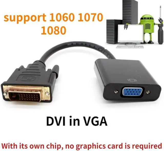 Main image of Full HD 1080P DVI-D DVI To VGA Adapter Video Cable Converter 24+1 25Pin to 15Pin Cable Converter for PC Computer Monitor