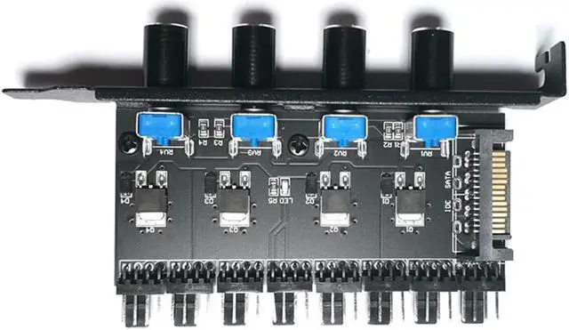Alt view image 3 of 3 - PCI Bit Chassis Fan Governor 4-way Control SATA Interface Hub Computer Temperature Control Cooling Switch Control