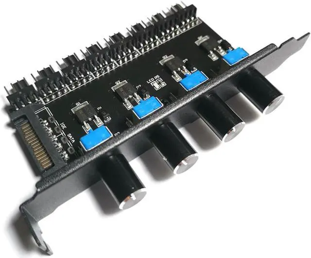 Alt view image 2 of 3 - PCI Bit Chassis Fan Governor 4-way Control SATA Interface Hub Computer Temperature Control Cooling Switch Control