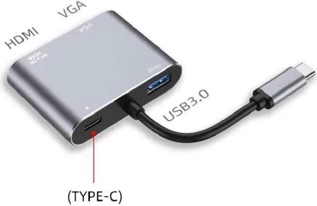 Alt view image 3 of 3 - Type-C To 4K HDMI-compatible VGA USB C 3.0 Hub Adapter for MacBook Nintendo Samsung S20 Dex Huawei Matebook Xiaomi 10 TV