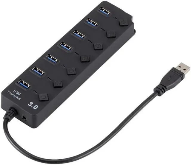 Alt view image 2 of 3 - USB 3.0 Hub USB Hub 3.0 Multi USB Splitter 3 Hab Use Power Adapter7 Port Multiple Expander 2.0 USB3 Hub with Switch for PC