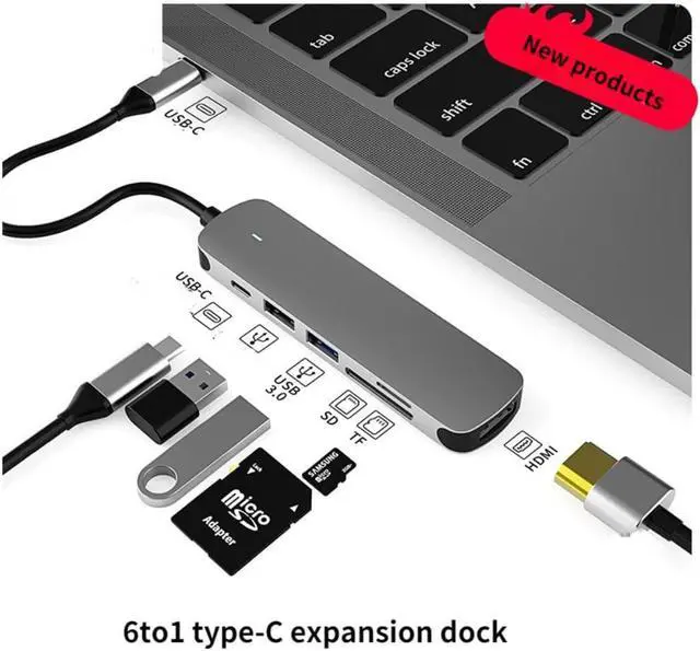 Main image of USB C HUB Type C to HDMI-compatible USB 3.0 Adapter 6 in 1 Type C HUB Dock for MacBook Pro Air USB C Splitte