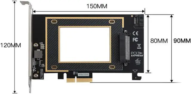 Alt view image 2 of 3 - PCIE Riser PCI Express X16 to U.2 SFF8639 Adapter NVMe SSD Expansion Card U.2 SAS SSD SATA 7+15 SSD 2.5-Inch Solid State