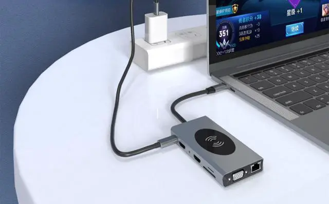 Alt view image 3 of 3 - USB C Hub Type C for MacBook Pro Air USB C Split To Dual HDMI Compatible USB 3.0 Adapter 14 In 1 Type C Hub Base