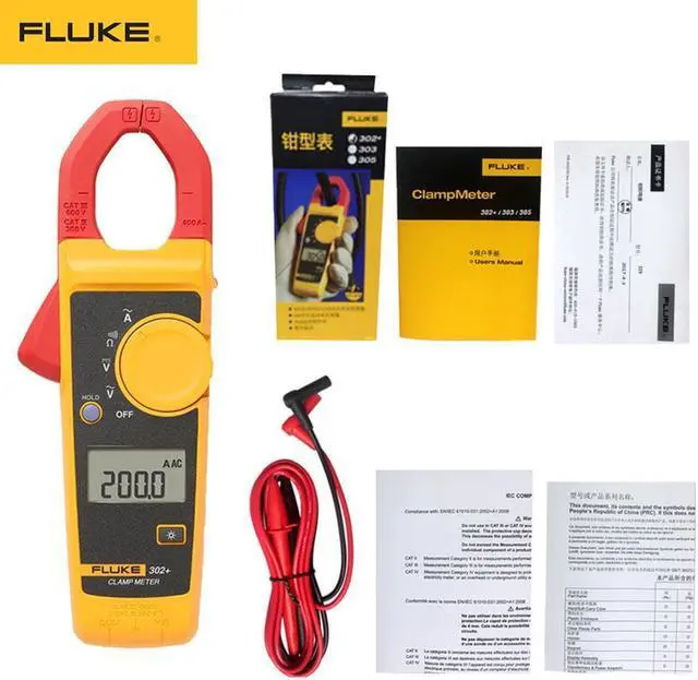 Alt view image 4 of 7 - Fluke 302+ Digital Current Clamp Meter pliers ammeter Resistance Tester AC  amperimetric clamp multimeter ampere