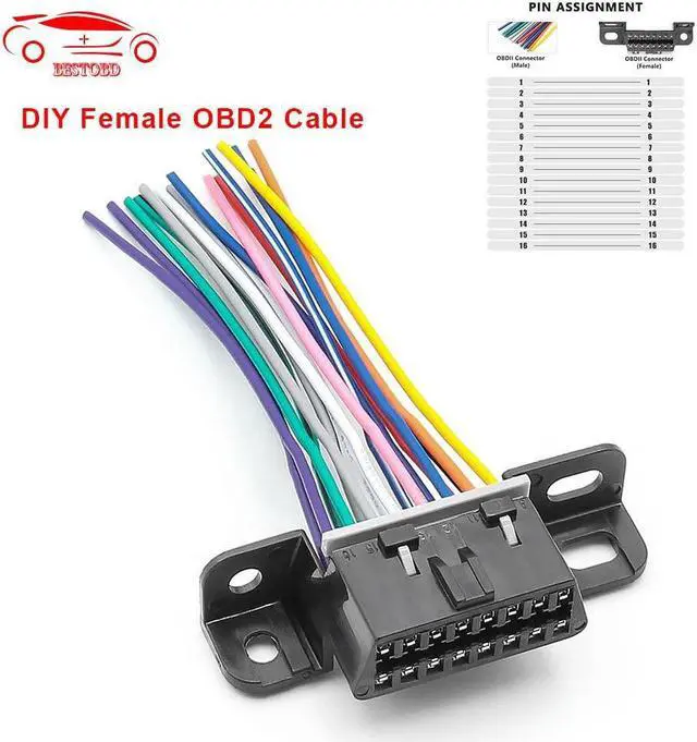 Alt view image 5 of 7 - 16pin OBD2 Auto Extension Cable Full 16Pin DIY  Female Automotive Car Diagnostic auto Tool Scanner OBD 2 Connector Cable