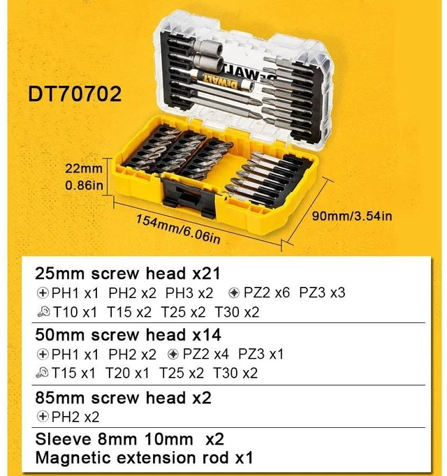 Main image of 40 Piece Impact Screwdriver Bit Set With Tough Case Fits TStak Caddy Drill Driver Bits Set Accessories DT70702