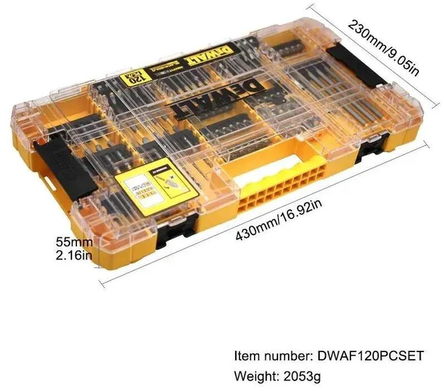 Main image of 120 Pcs Drill Bit Set / Impact Driver Bit Set for Metal and Wood DWAF120PCSET