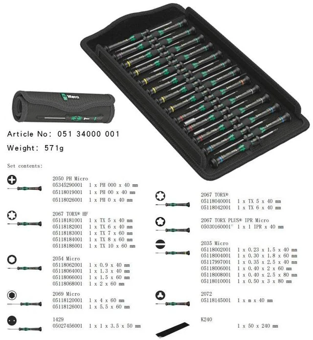 Main image of WERA TOOL Kraftform 25 Pcs Mini Precision Electronic Screwdriver Set High Corrosion Protection 05134000001 Electrican Tools