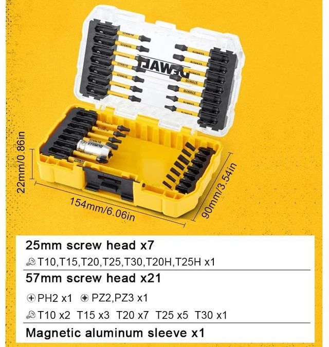 Main image of 29-Piece Screwdriver Bit Set with Tough Case For Professional And Hobby Craftsmen Black/Yellow DT70734T-QZ