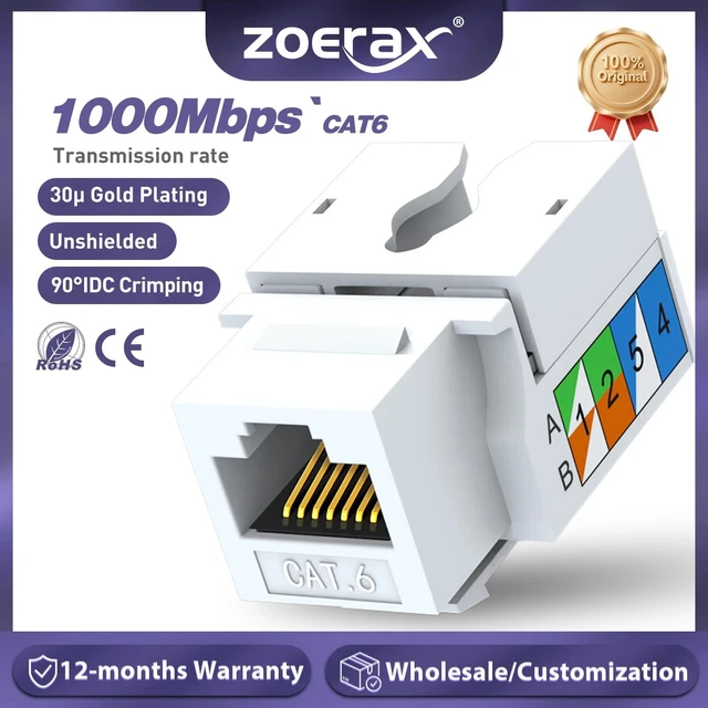 Main image of 10PCS Cat6 , Ethernet Punch Down Connector, 90-Degree Module Coupler(Not compatible with Patch Panel)