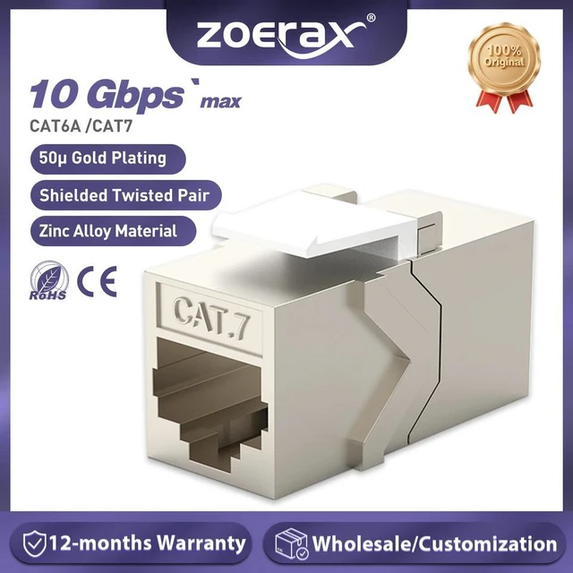 Main image of 1Pcs RJ45 Coupler Cat7 Cat6a 10G Support, Female Keystone STP 10 Gbps for Wall Plate and Patch Panel