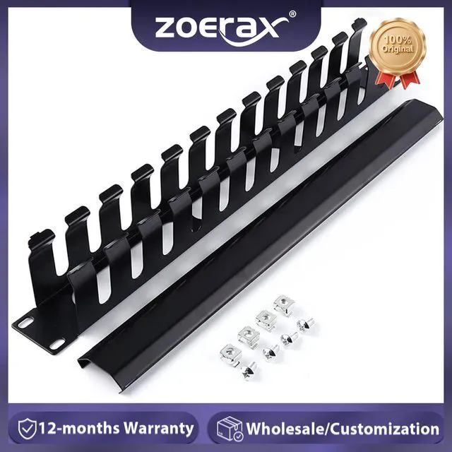 Main image of 1U 19 Inch Rack Mount Cable Management- All Metal 24 Slot Horizontal Wire Manager Server Rack Mount Cable Organizer