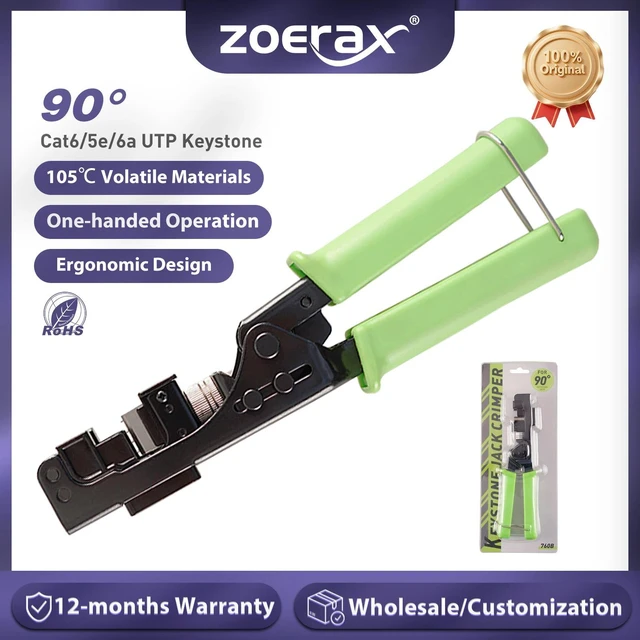 Main image of 90 Degree Punch Down Tool Specific Modular fit CAT5/5e and CAT6/6A Adapter Fast Termination Crimper