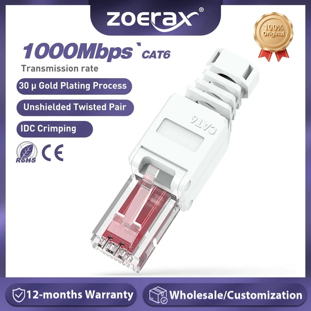 Main image of 1PCS Tool Free RJ45 CAT6 Connector Ethernet Termination Plugs, 23AWG to 26AWG Cable Internet Plug Installation Toolless