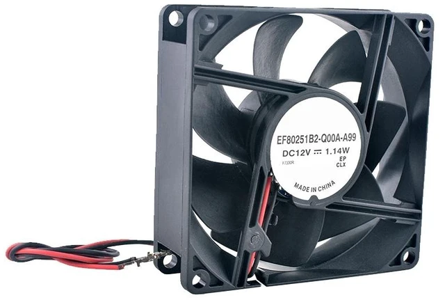 Main image of EF80251B2-Q00A-A99 80mm 80x80x25mm DC12V 1.14W 2Pin Ball Bearing Cooling Fan for Chassis Power Supply