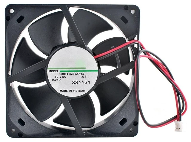 Main image of U80T12MS5A7-51 80mm 80x80x25mm Quiet Cooling Fan DC12V 0.04A for Chassis CPU Power Supply