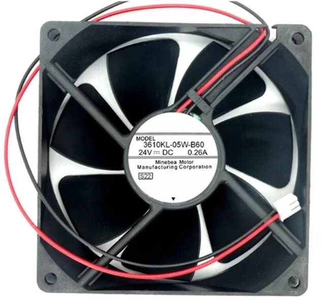 Main image of 3610KL-05W-B60 92mm 92x92x25mm 24V 0.26A Inverter Dual Ball Bearing Cooling Fan
