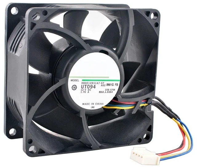 Main image of H80E12BS1A7-07 80mm 80x80x38mm High Speed Cooling Fan DC12V 1.76A 4Pin Server Charging Station Fan