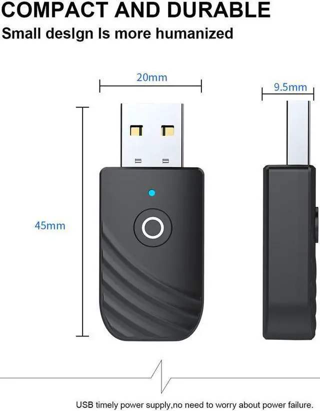 Alt view image 2 of 4 - Adaptador USB 3 en 1 con Bluetooth 5,0, AUX receptor de Audio de 3,5mm, adaptador Dongle inalámbrico para altavoz de TV y coche
