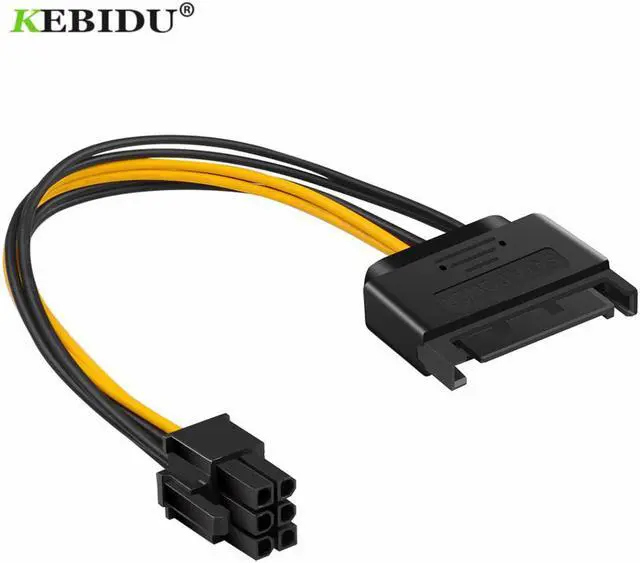 Main image of 1 unidad Cable de Alimentación SATA a 6 pines PCI-E PCI Express Cable de alimentación PSU Adaptador convertidor de gráficos de potencia tarjeta de vídeo Cable de alimentación