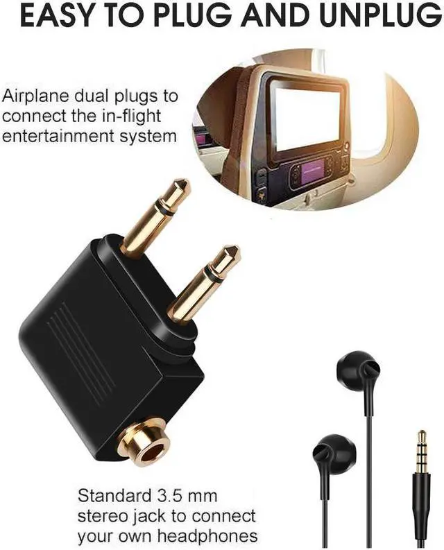 Alt view image 3 of 4 - Kebidumei-enchufe del adaptador de auriculares Universal para avión, convertidor de Audio macho a hembra, Color dorado, 2 uds., 3,5mm
