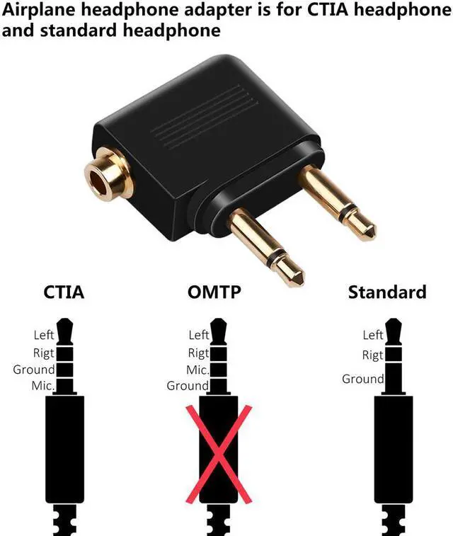 Alt view image 4 of 4 - Kebidumei-enchufe del adaptador de auriculares Universal para avión, convertidor de Audio macho a hembra, Color dorado, 2 uds., 3,5mm