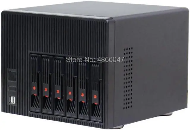 Alt view image 3 of 5 - 2020 home storage hot-swap chassis NAS-6 IPFS 6 bay NAS server case 6GB sata backplane support mini-itx motherboard black