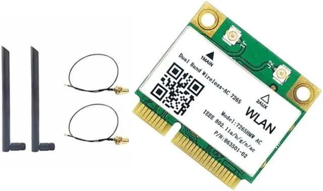 Main image of WiFi Card 7265AC 7265HMW 8DB Antenna Mini PCI-E 1200Mbps Bluetooth 4.2 Dual Band 2.4G 5G for Win7 Win 8 Win 10