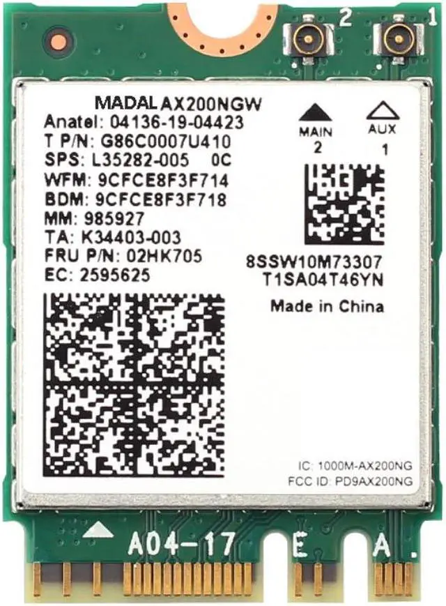 Alt view image 2 of 4 - WiFi Card AX200NGW WiFi 6 3000Mbps Dual Band 2.4G 5G M.2 NGFF Bluetooth 5.1 802.11Ax Adapter Network Card