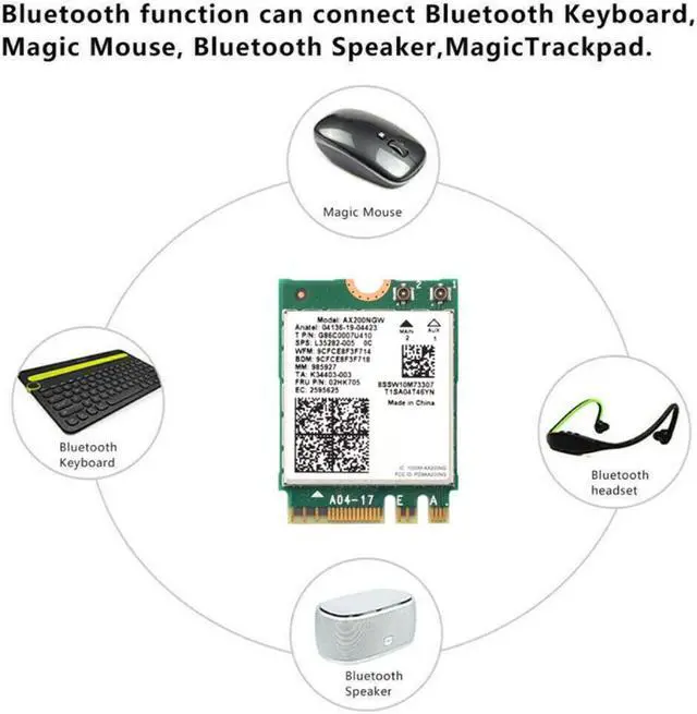 Alt view image 3 of 4 - Network Card AX200NGW WiFi 6 M.2 NGFF 3000Mbps 2.4G 5G Dual Band Bluetooth 5.1 802.11Ax WiFi Adapter with Antenna