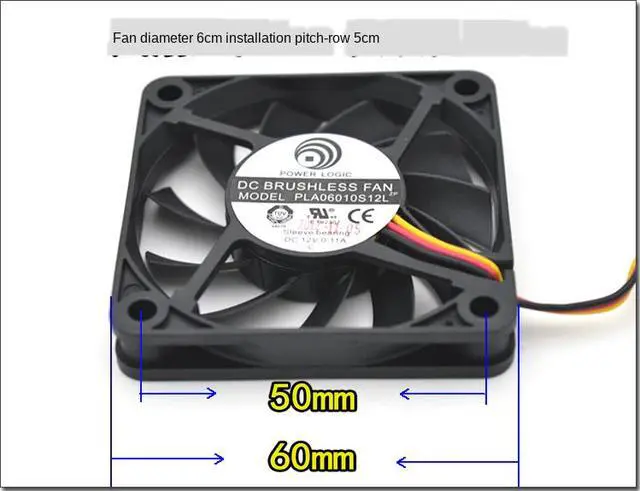 Alt view image 2 of 2 - PLA06010S12L 6cm cm CPU Fan Ultra-Quiet 6010 12V 0.11A 3-pin Case Fan Hydro Bearing Ultra-Thin cooling Fan