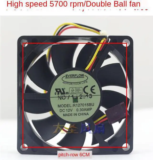 Main image of For everflow R127015BU DC 12V 0.30Amp 7015 7CM computer pc chassis Cooling Fan
