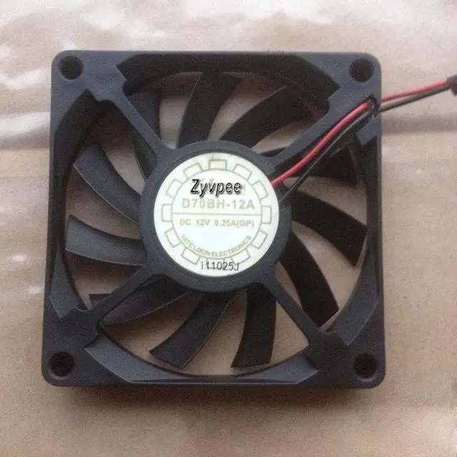 Alt view image 2 of 2 - Zyvpee 7010 D70BH-12A 12V 0.25A 2 wires ball beaering cooling fan,7cm cpu fan