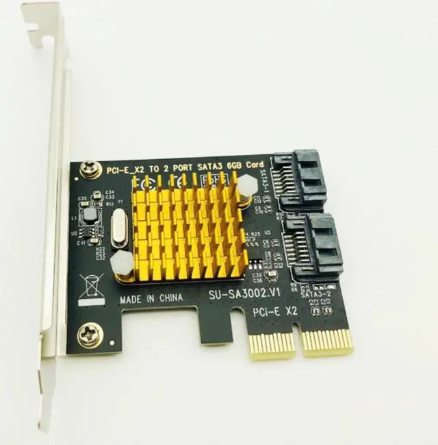 Alt view image 3 of 3 - SATA Card PCI-E 2X 4X 8X 16X Controller Cards PCI Express to SATA 3.0 2-Port SATAIII 6Gbps Expansion Adapter Boards Add On Cards